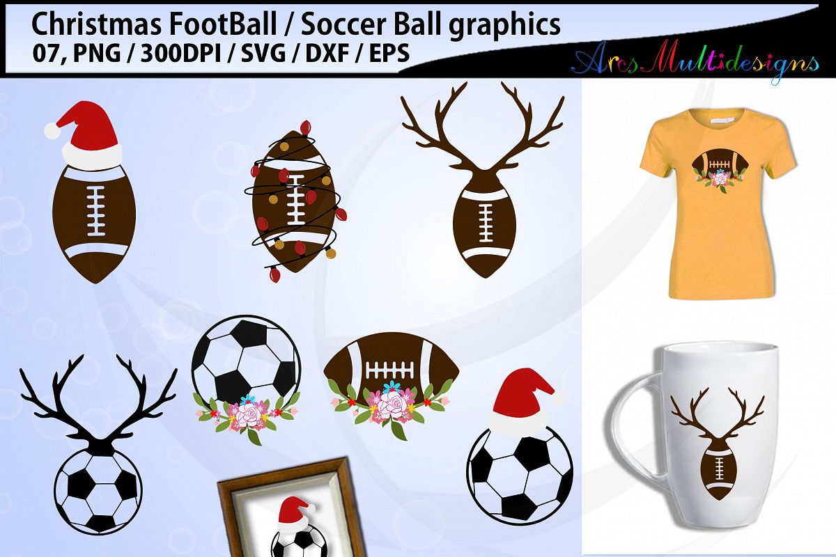 Christmas football svg / Christmas soccerball svg / vector example image 1