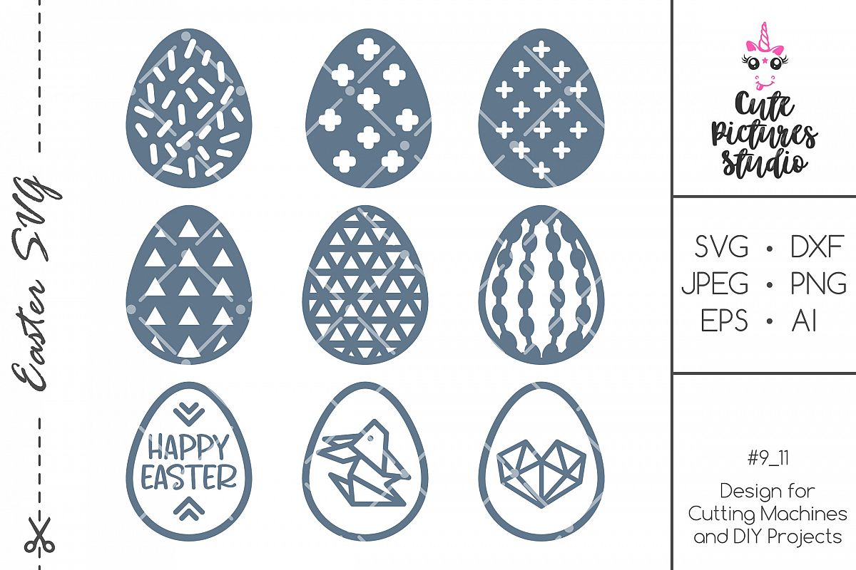 Happy Easter egg SVG cut file bundle, Scandi egg SVG clipart (468403