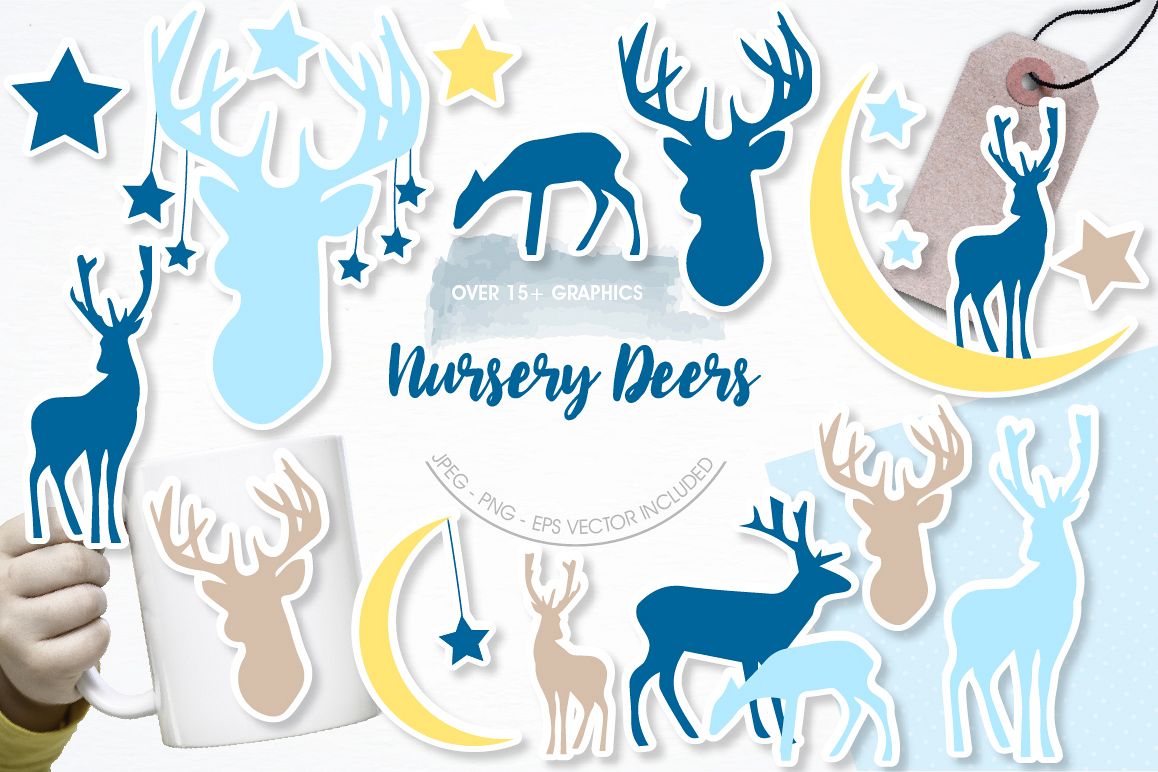 Nursery deers graphics and illustrations example image 1