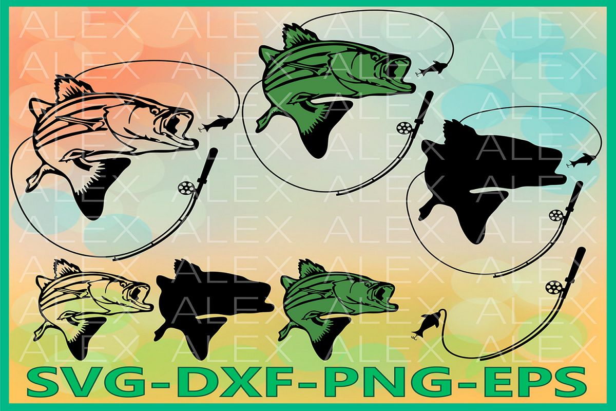 Fishing Silhouettes SVG Files, Fishing Svg, Bass fishing Svg example image 1