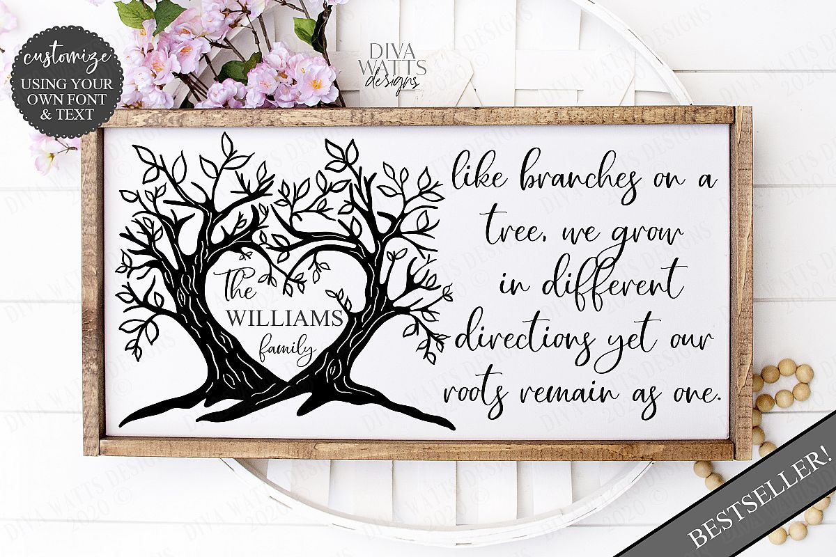 Branches on a Tree Family Last Name Sign Cutting File example image 1