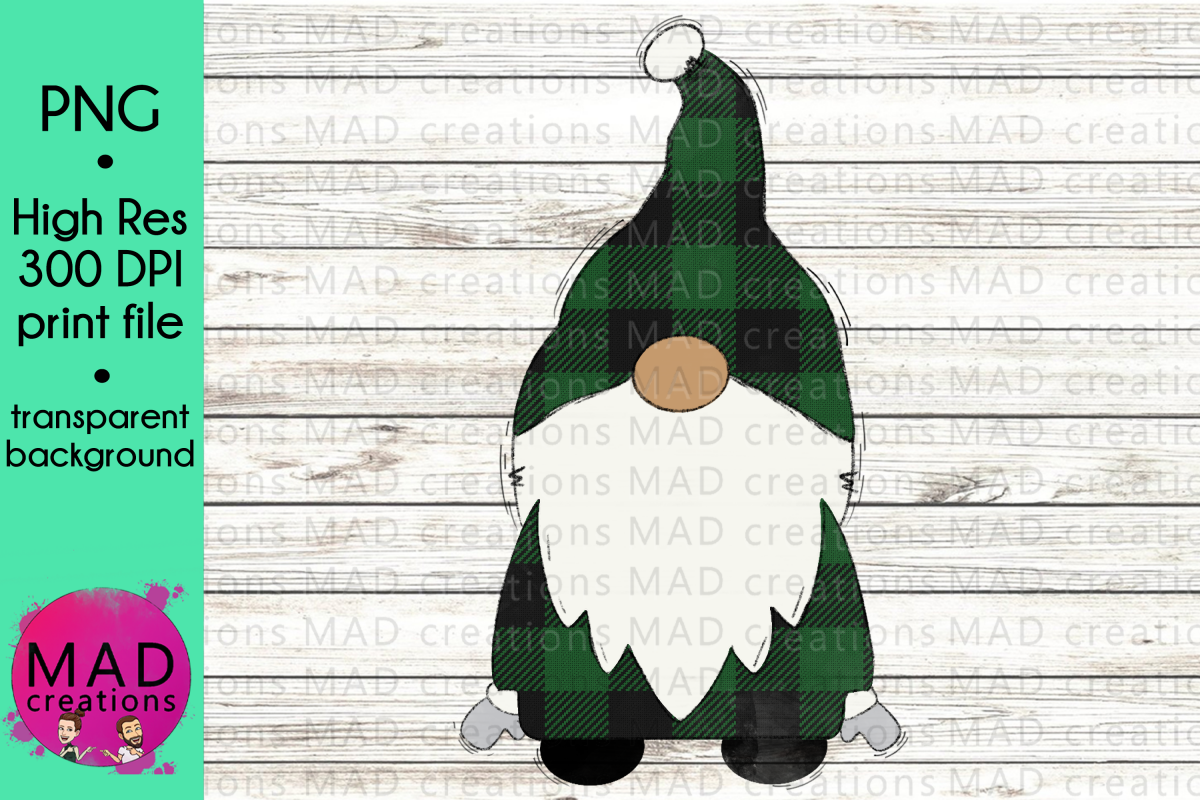 Santa Gnome - Green and Black Buffalo Plaid example image 1