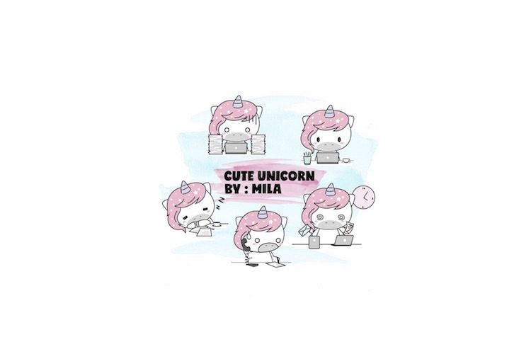 KAWAII UNICORN CLIPART BUNDLE PNG example image 1