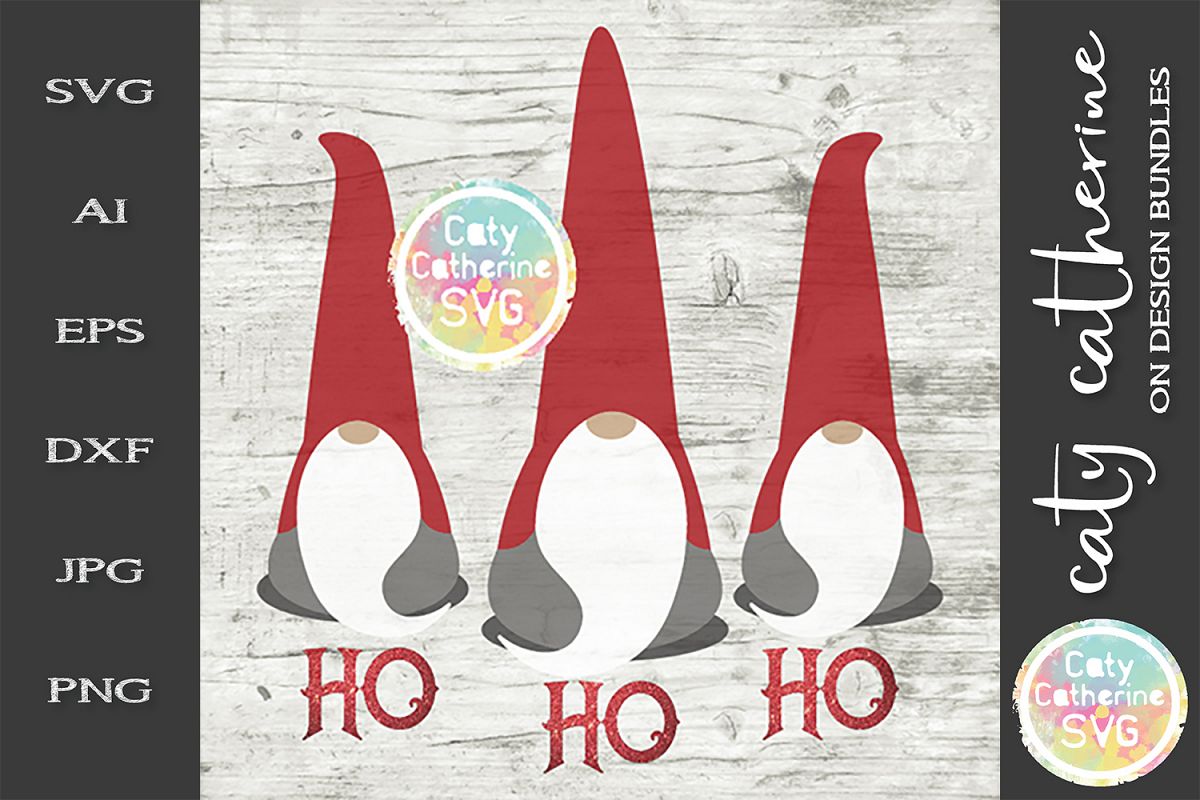 Three Nordic Gnomes Santa HO HO HO Christmas Norwegian SVG example image 1