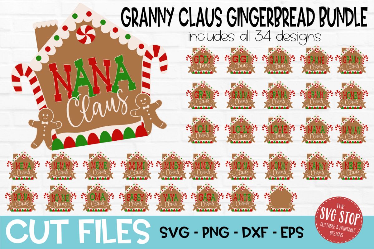 Gingerbread Granny Claus Bundle Christmas SVG, PNG, DXF, EPS example image 1