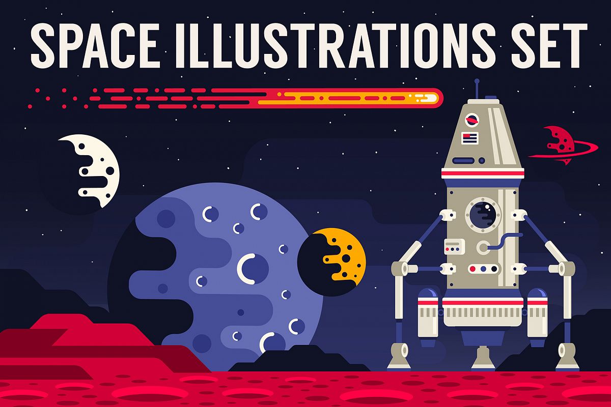 Space Flat Illustration example image 1