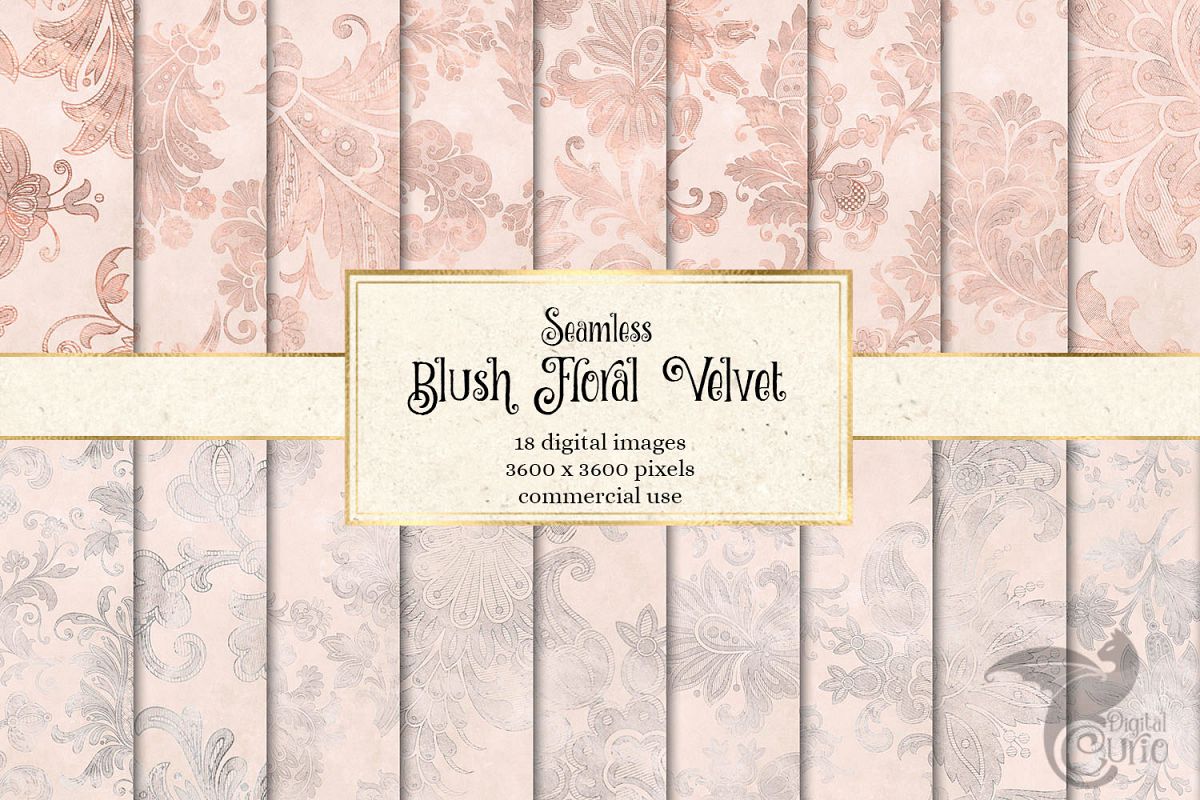 Blush Floral Velvet Digital Paper example image 1
