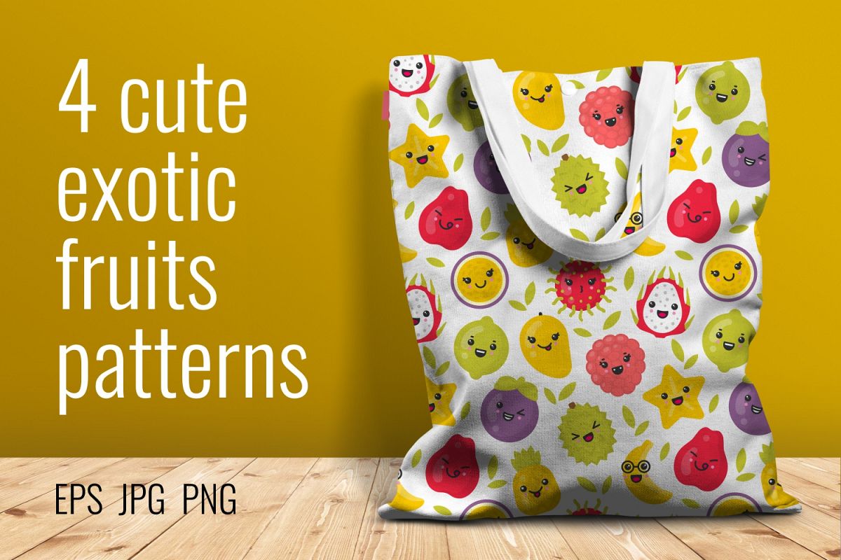 4 cute exotic fruits patterns example image 1