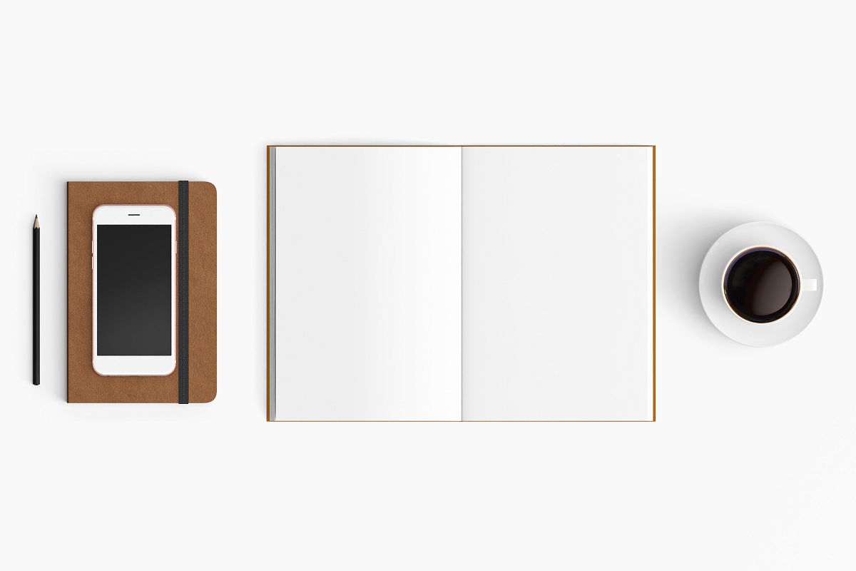 Modern workplace. Top view. Flat lay style. 30 example image 1