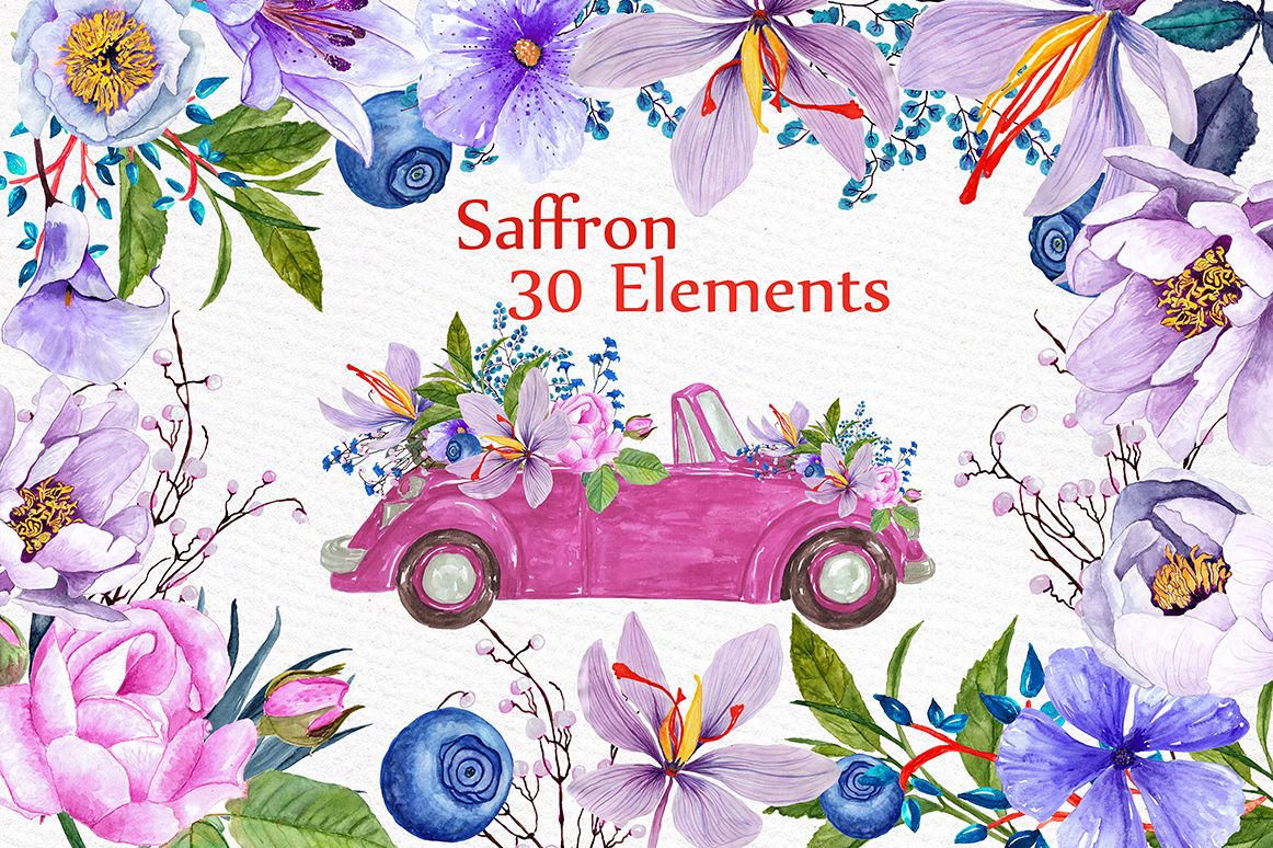 Watercolor flowers clipart example image 1