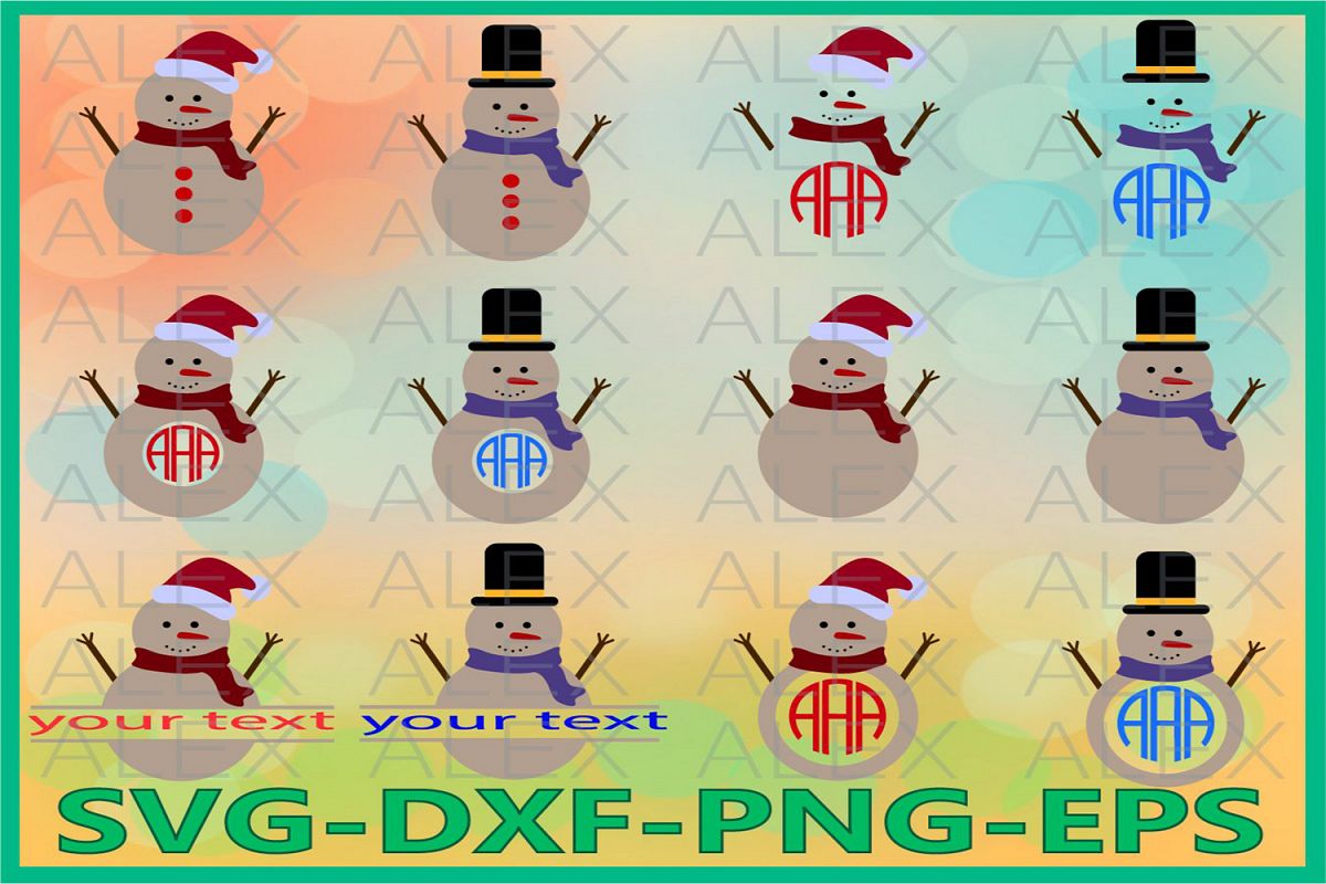 Snowman monogram svg, Snowman SVG, Christmas Monogram Svg example image 1