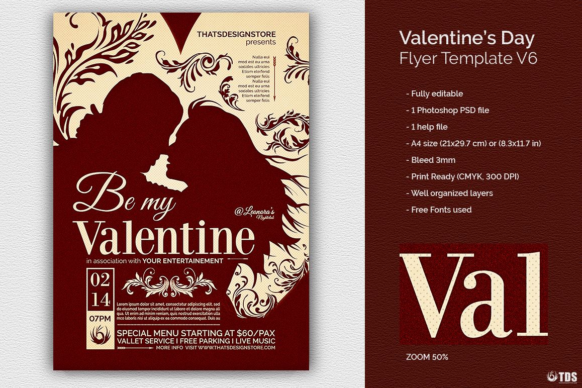 Valentines Day Flyer Template V6 example image 1