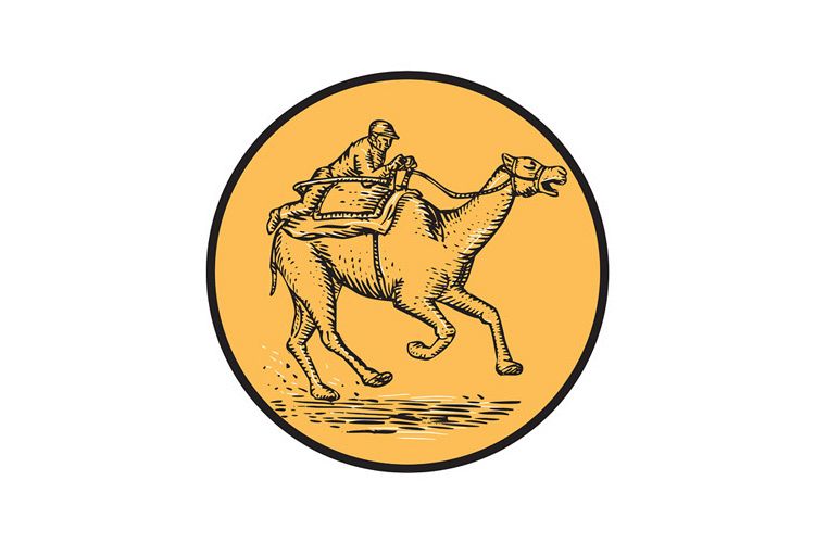 Jockey Camel Racing Circle Etching example image 1