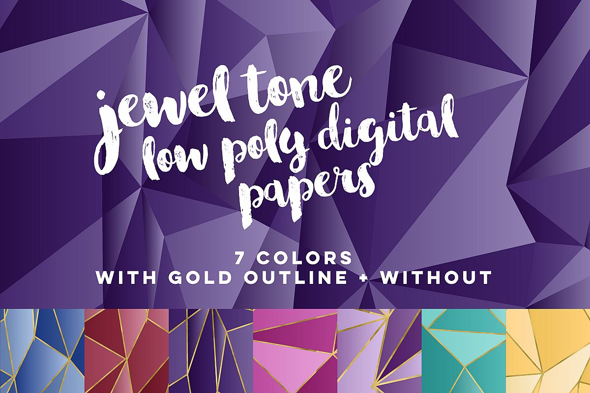Jewel Tone Low Poly Digital Papers example image 1