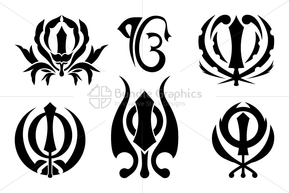 Khanda Sahib Ik Onkar - Sikh Religious Symbol Illustrative Set example image 1