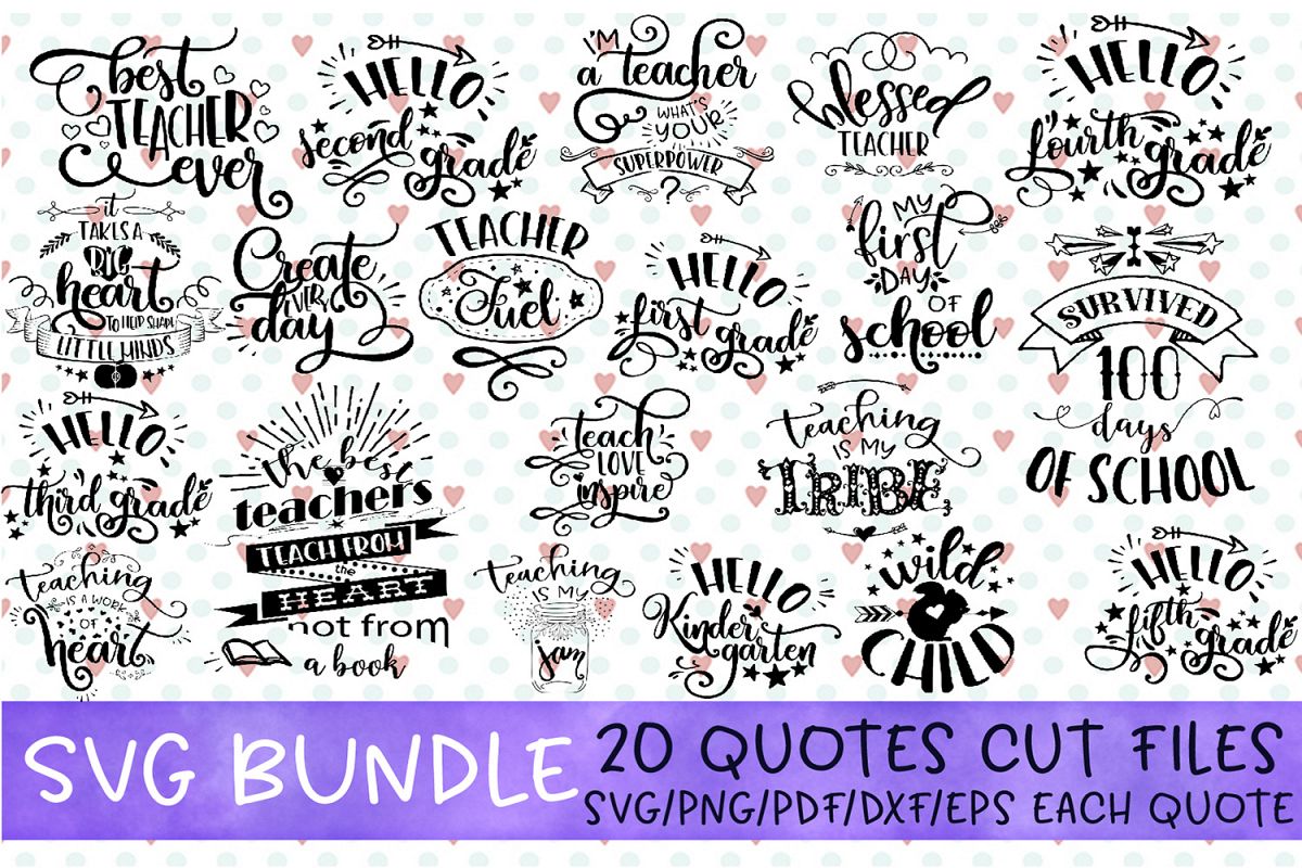 Teacher svg Quote SVG Cut File Bundle School life svg example image 1
