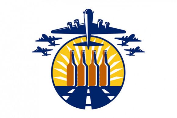 B-17 Heavy Bomber Beer Bottle Circle Retro example image 1