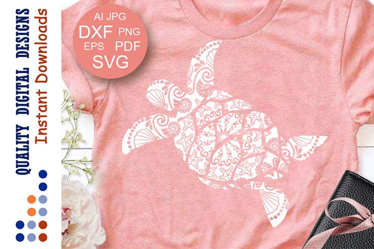 Zentangle Turtle SVG clipart Ocean Sea Turtle cut files example image 1