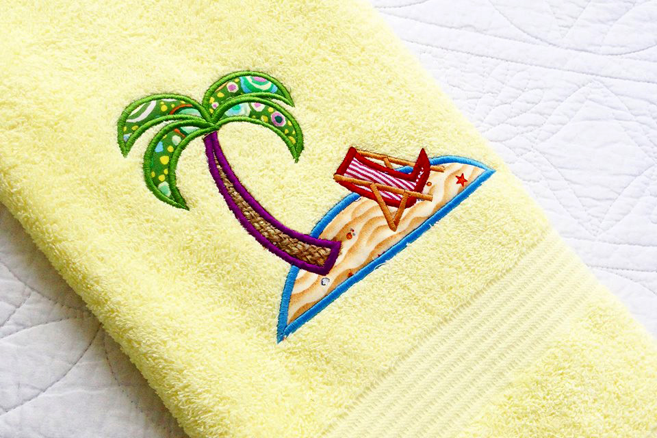 Tropical Island Applique Embroidery Design example image 1