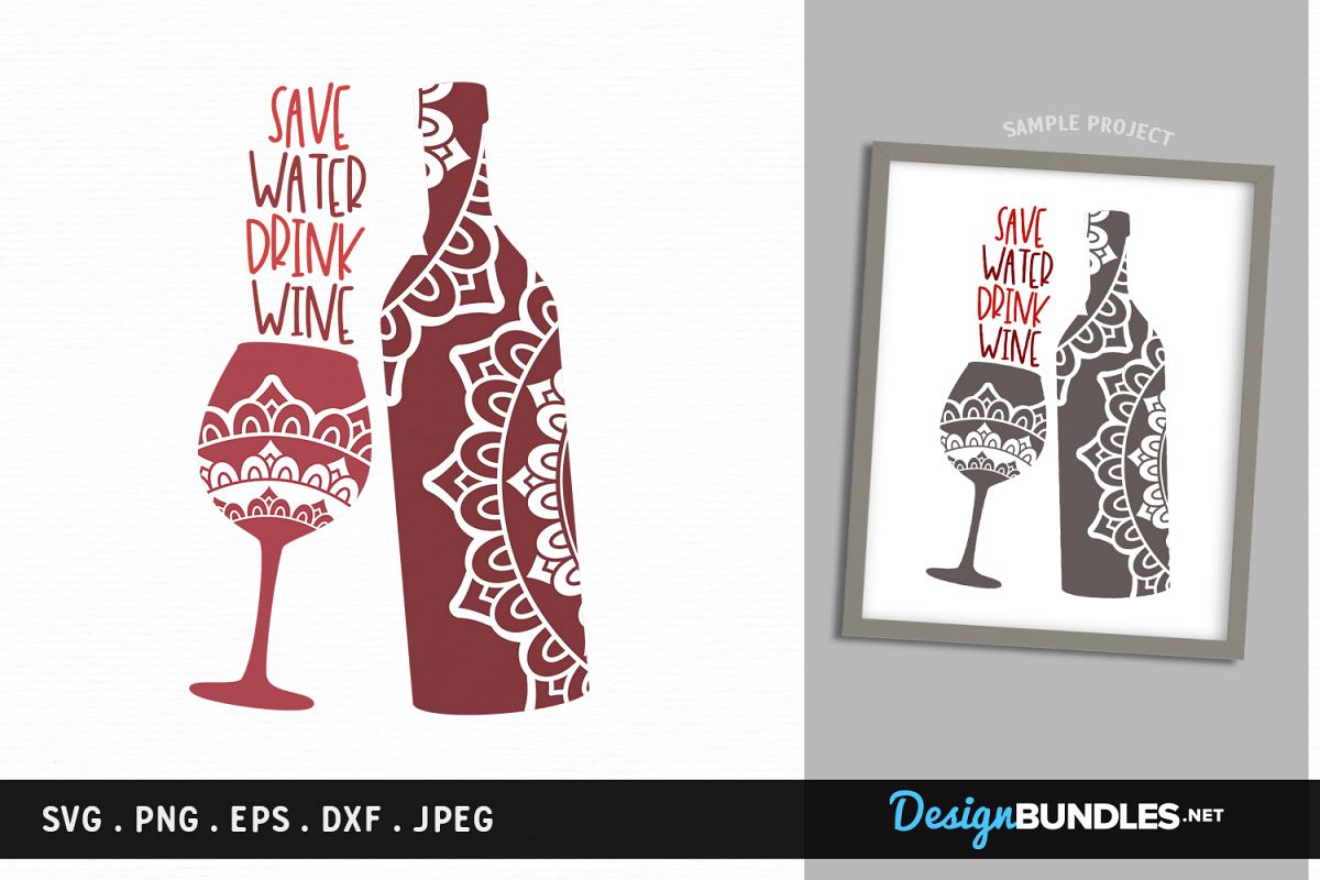 Save water, drink wine - svg, printable example image 1