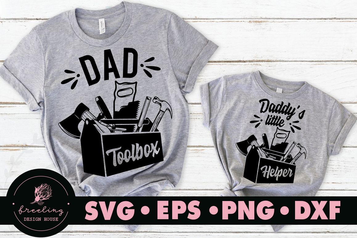 Father's day Dad toolbox Daddy's little helper SVG example image 1