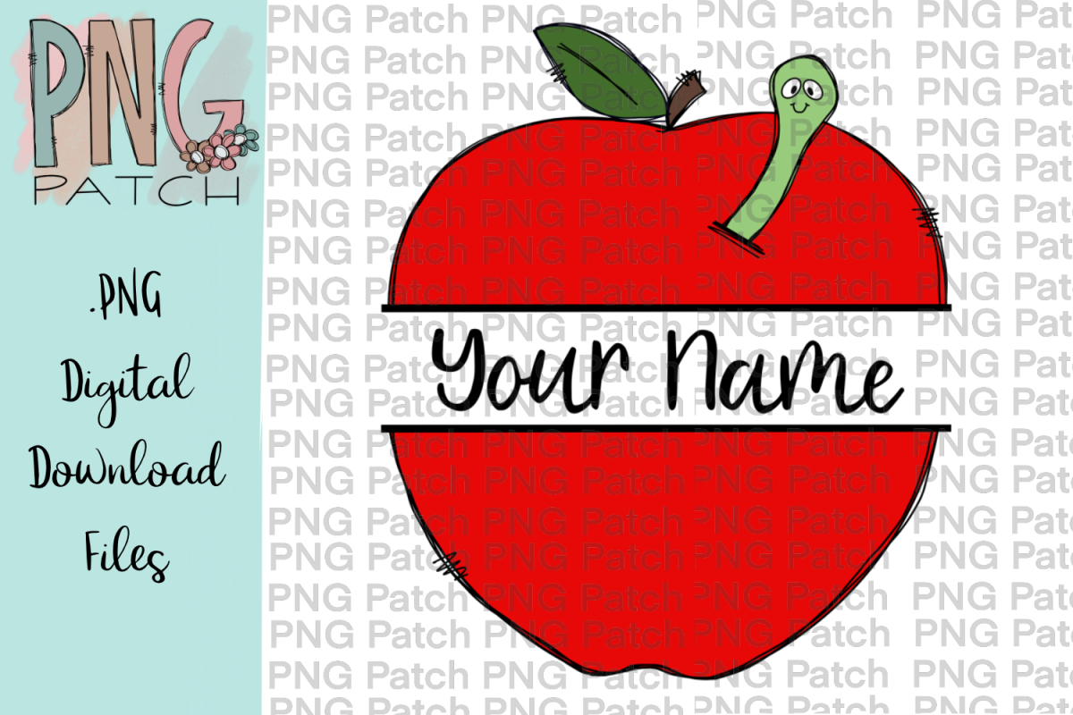 Teacher Apple with Worm, Teacher PNG File School Sublimation