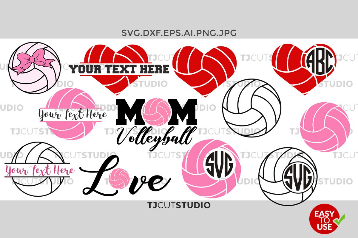 Download Volleyball Monogram svg, split volleyball, Love Volleyball, Mom Volleyball, Files for Silhouette ...