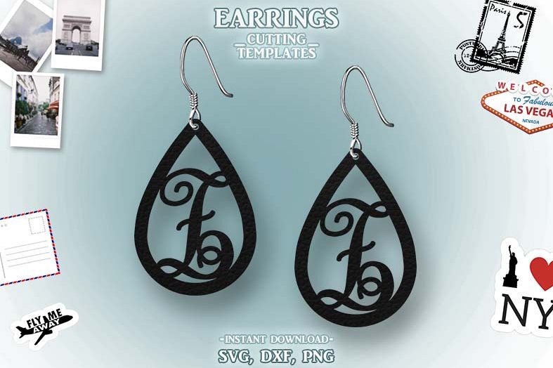 Letter Z, Teardrop Monogram Earrings, SVG, Cut File, Cricut example image 1