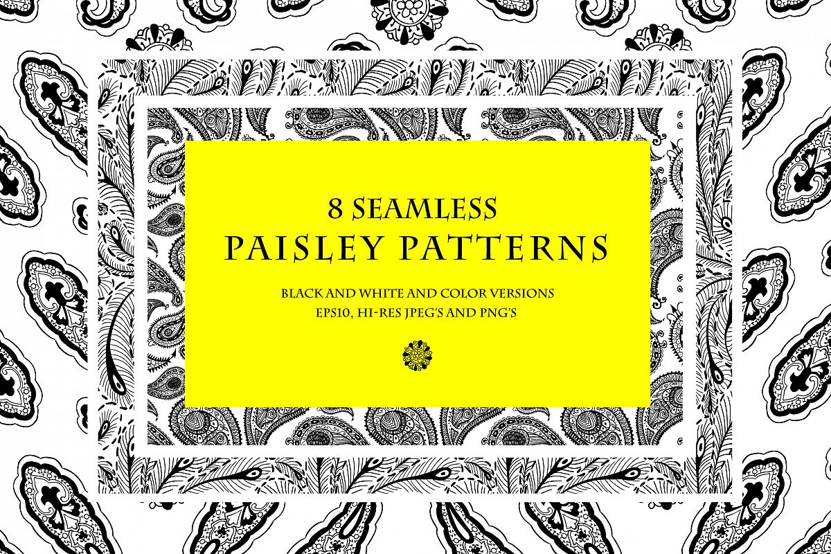 8 seamless paisley patterns example image 1