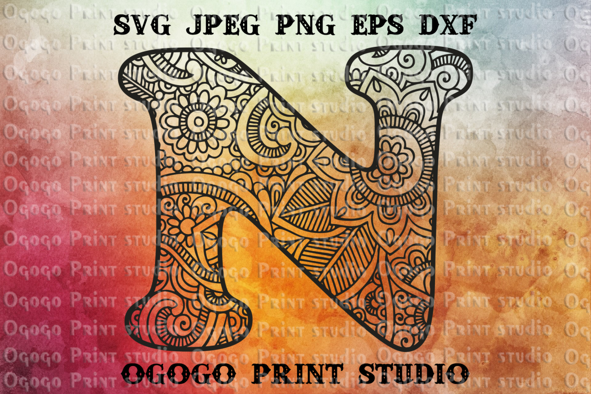Alphabet Letter SVG, Initial svg, Zentangle SVG, Mandala svg example image 1