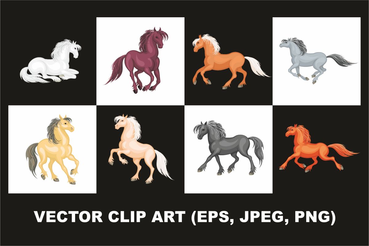 Horses. Vector clip art. example image 1