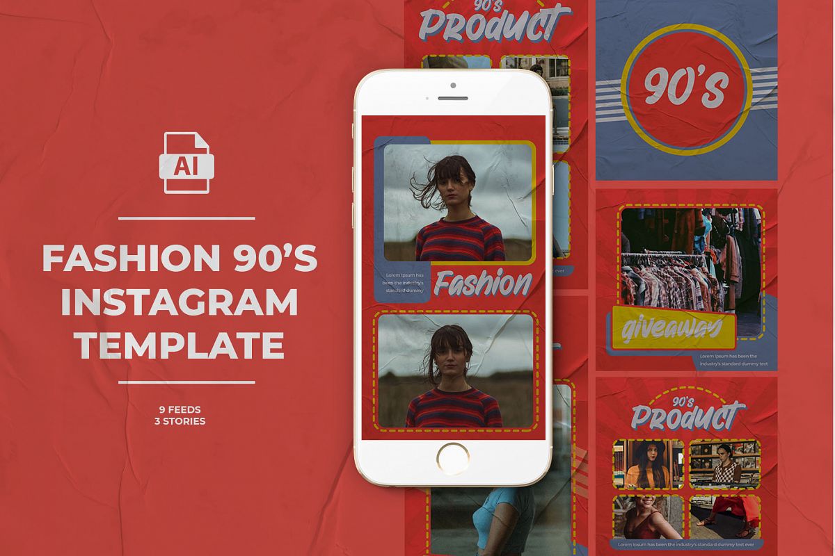 Fashion 90's Instagram Templates example image 1