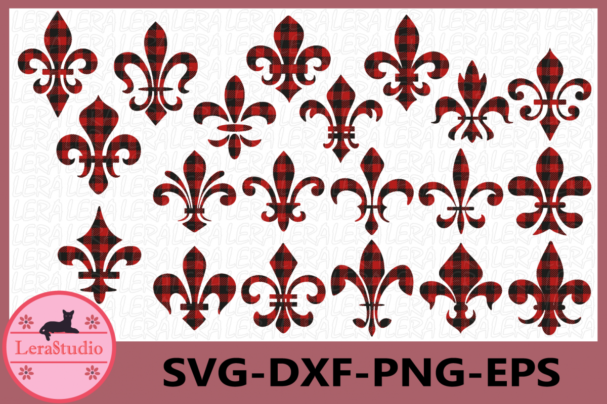 Fleur De Lis Buffalo Plaid Svg, Fleur De Lis Svg, Fleur example image 1