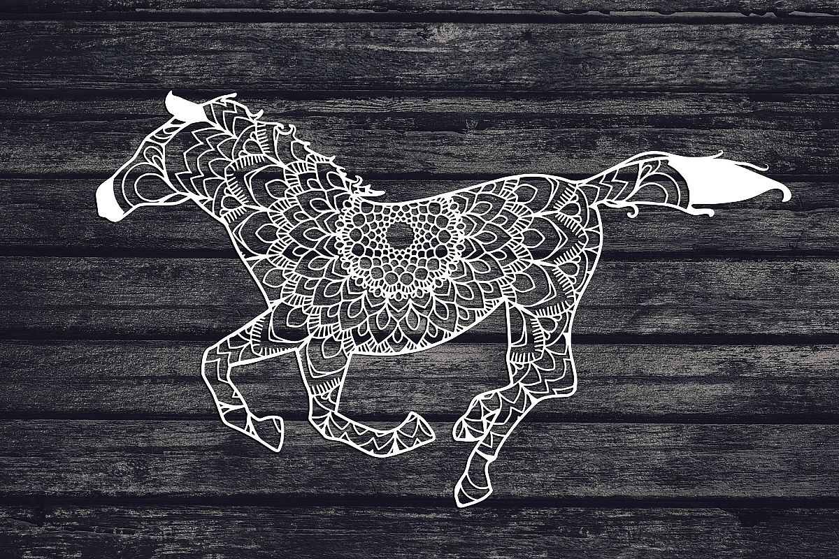 Mandala Horse Svg, Horse Svg, Mandala Svg, Zentangle Svg example image 1