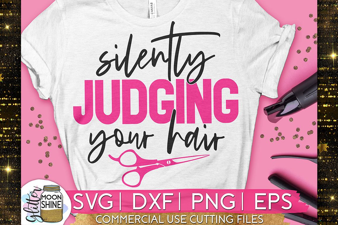 Silently Judging Your Hair SVG DXF PNG EPS Cutting Files example image 1