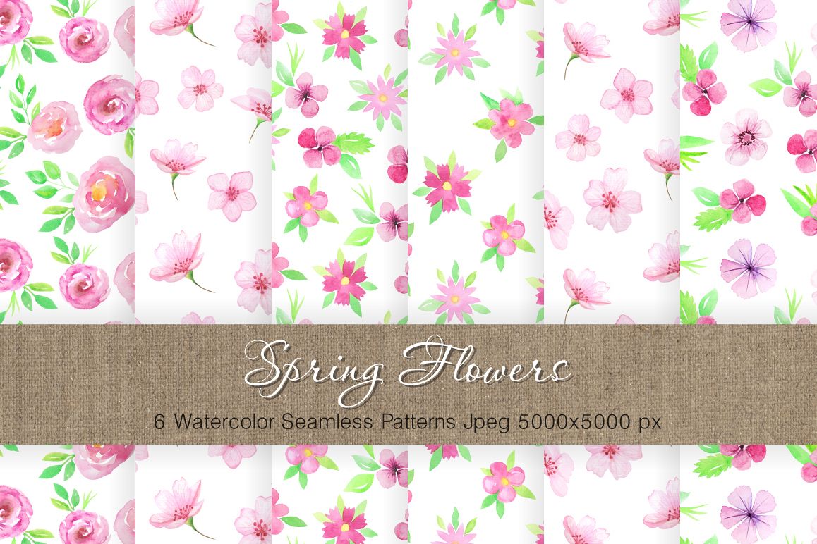 Watercolor Floral Patterns Vol.2 example image 1