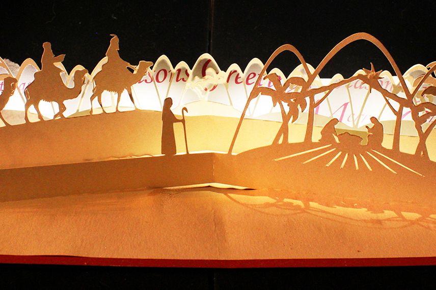 Nativity scene modern pop up card example image 1