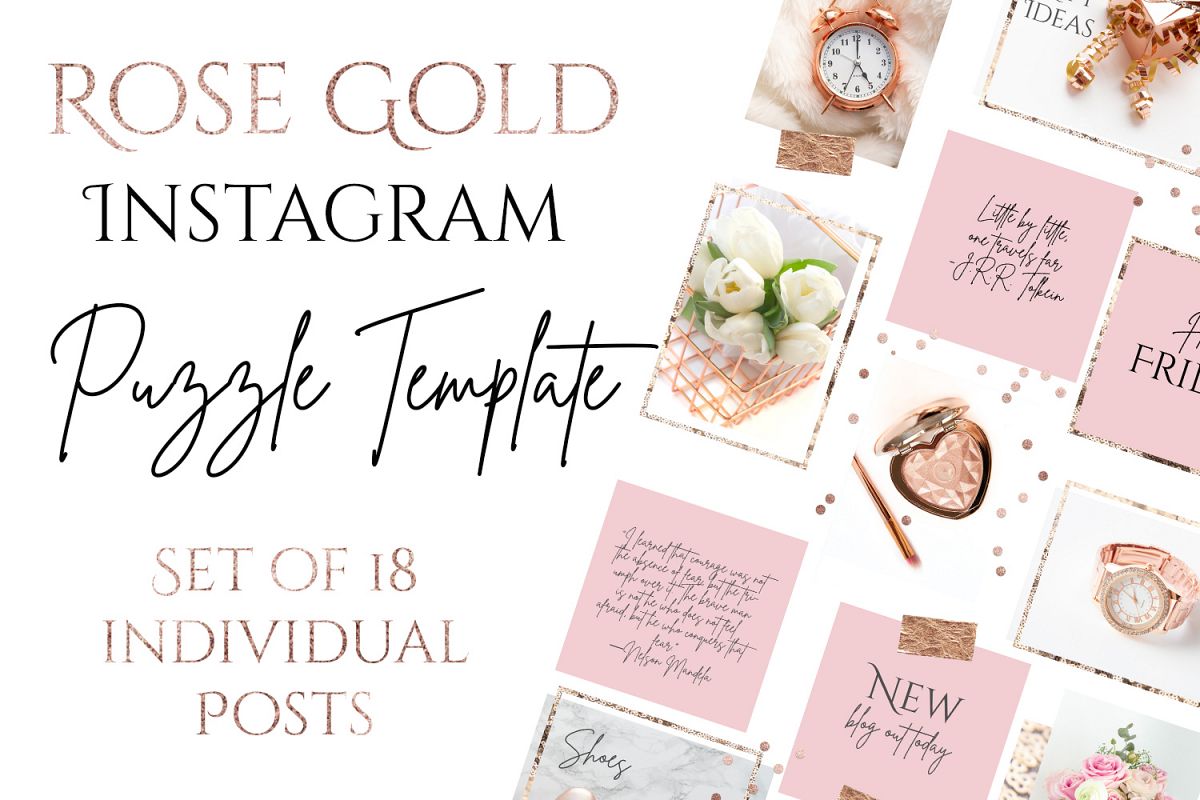 Rose Gold Instagram Puzzle Template - 15 Posts example image 1