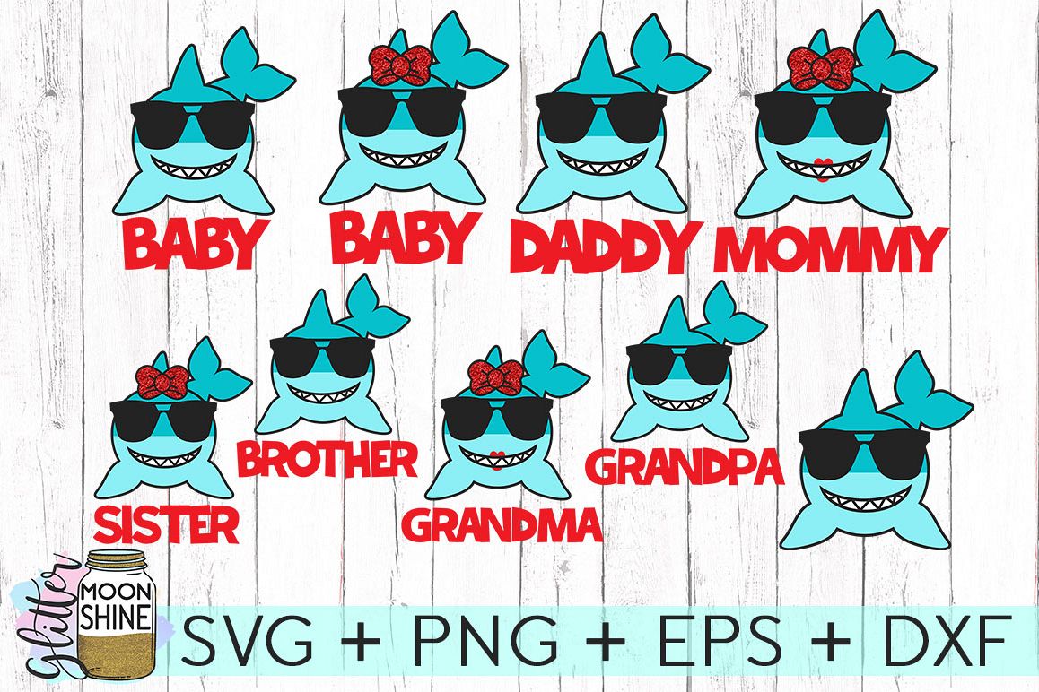 Download Shark Family Bundle Of 9 SVG DXF PNG EPS Cutting Files ...