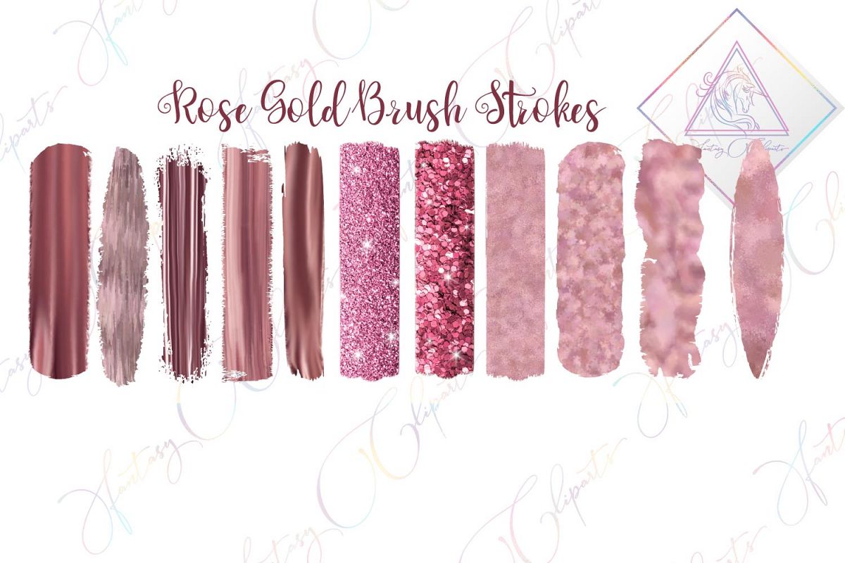 Rose Gold Brush Strokes Clipart example image 1