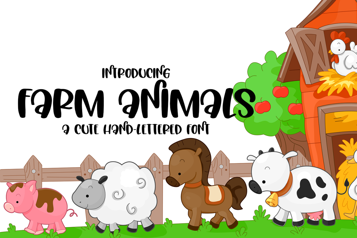 Farm Animals - A Cute Hand-Lettered Font example image 1