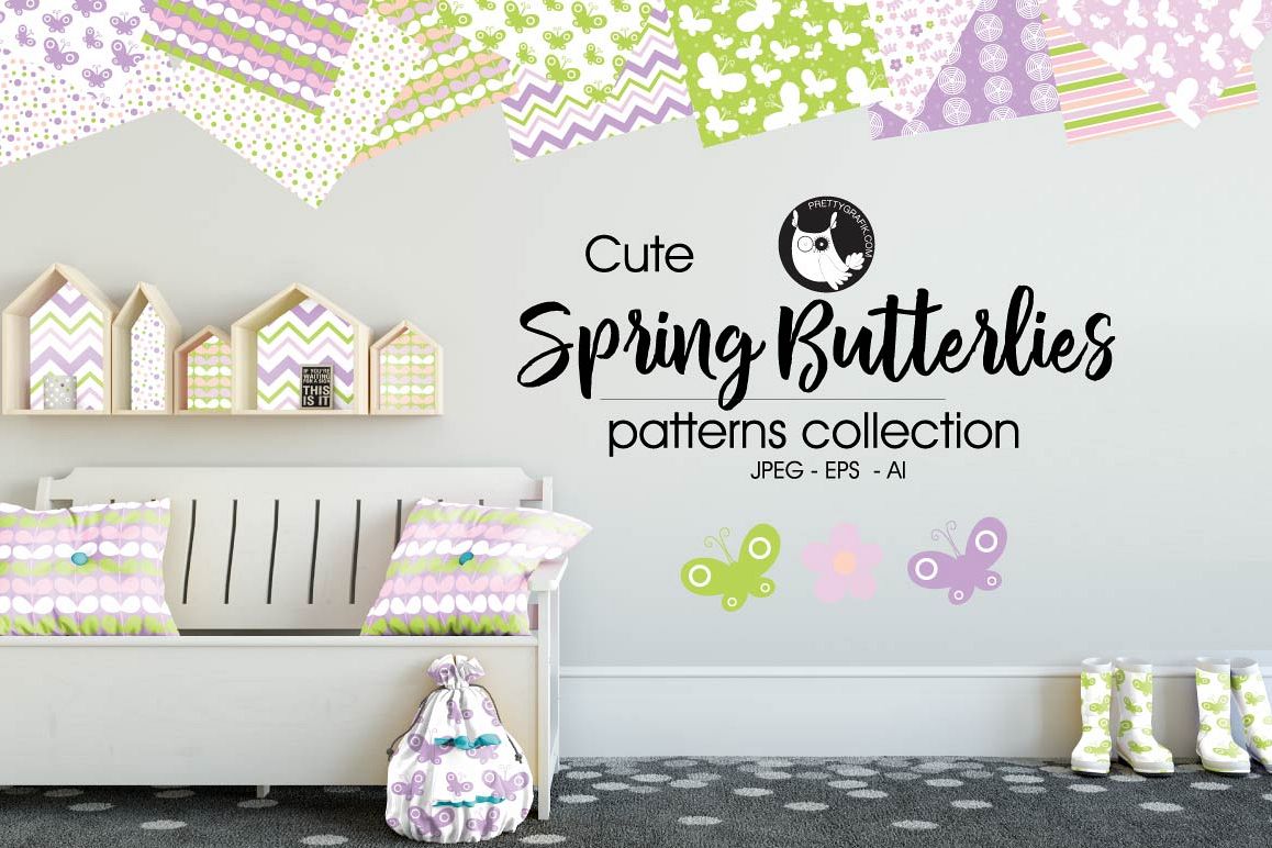 SPRING-BUTTERFLIES, digital papers example image 1