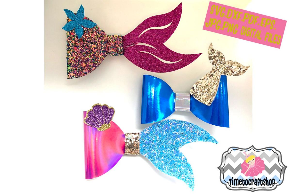 Download Mermaid Hair Bow Bundle Template. Svg. Dxf. Pdf. Eps. Jpg.