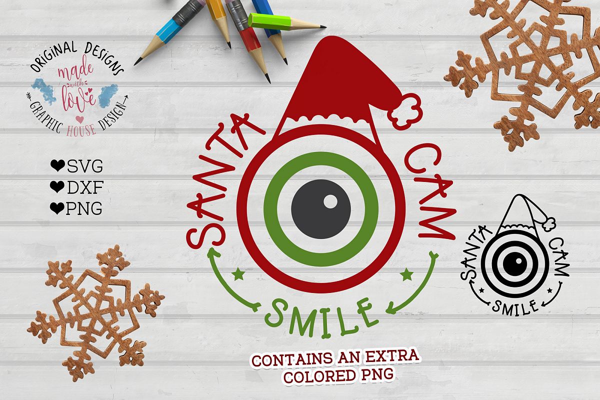 Santa's Cam Smile Cut File and Clipart | Design Bundles