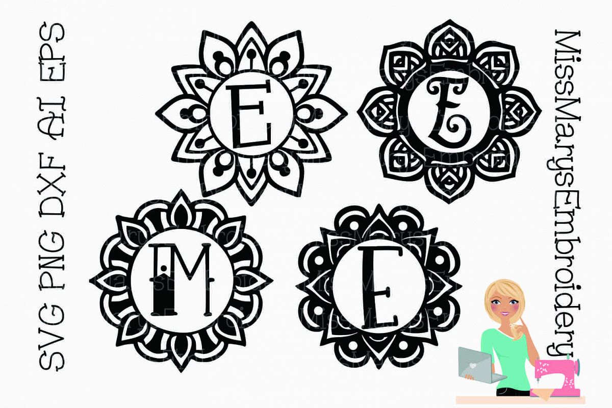 Download Mandala Monogram Frames SVG Cutting File PNG DXF AI EPS