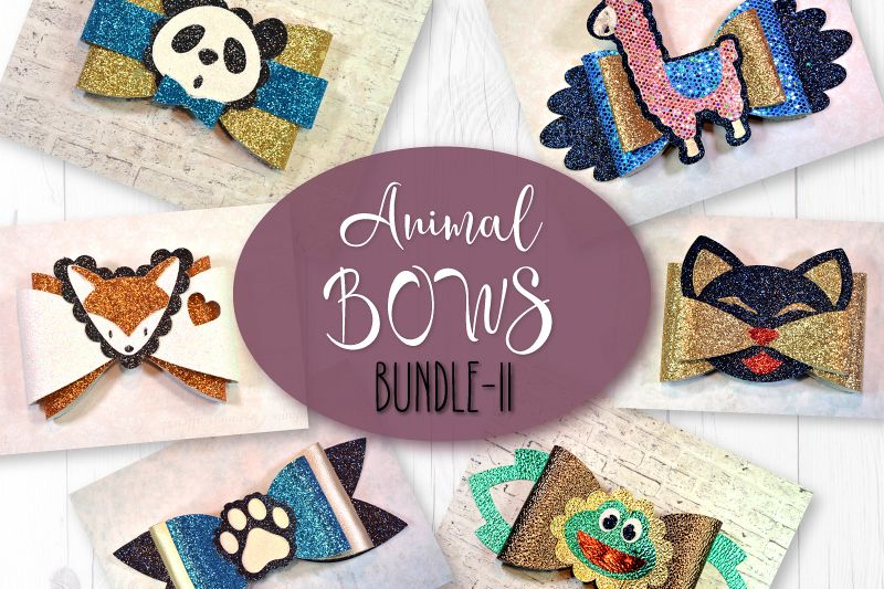 6 Hair bow template SVG, Animal faux leather bow template example image 1