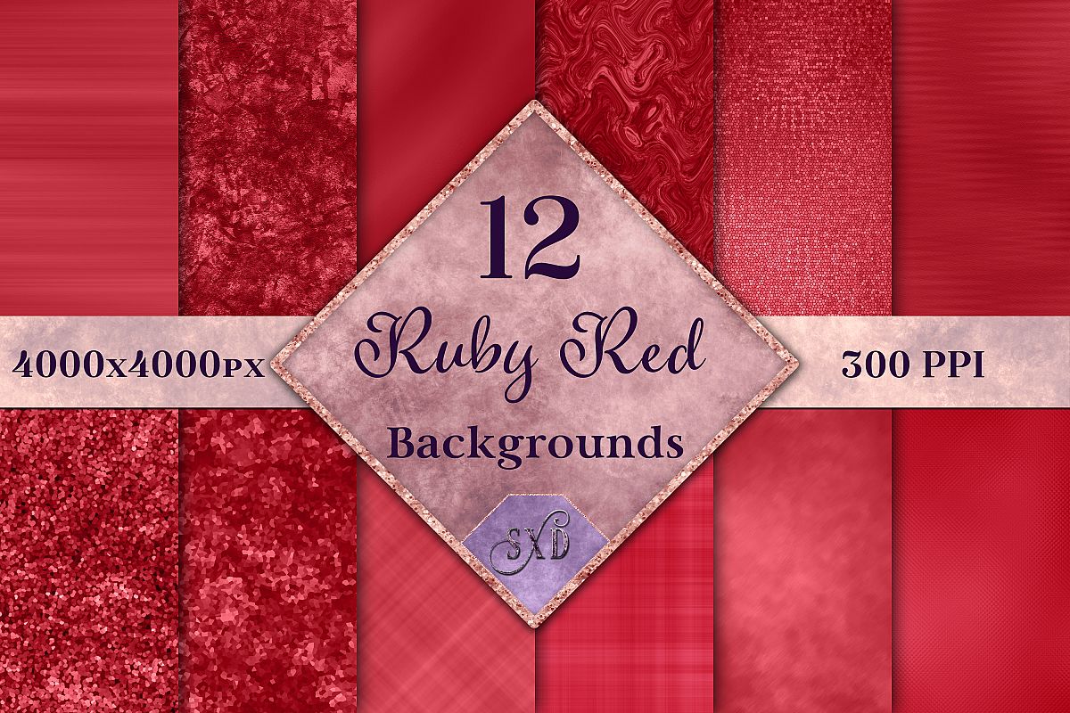 Ruby Red Backgrounds - 12 Image Textures Set example image 1