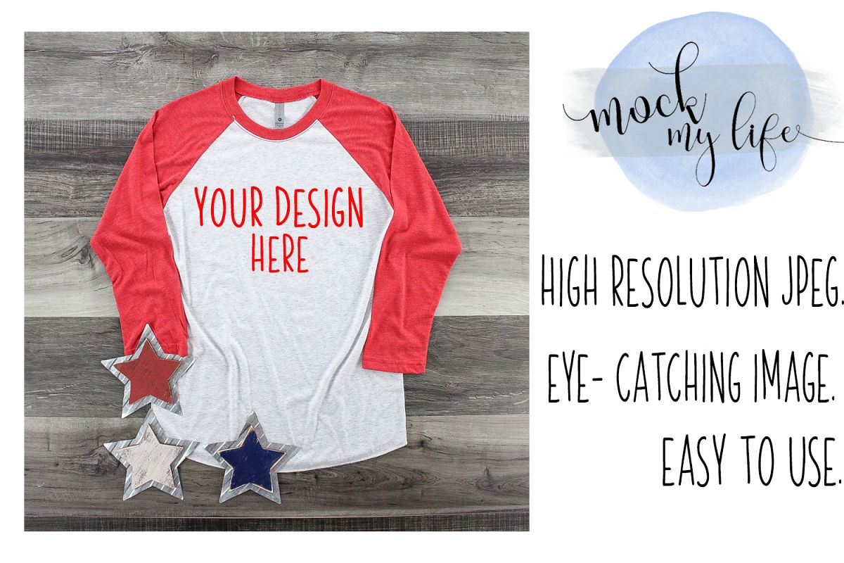 MockUp Next Level Raglan / Baseball Tee Mock up example image 1