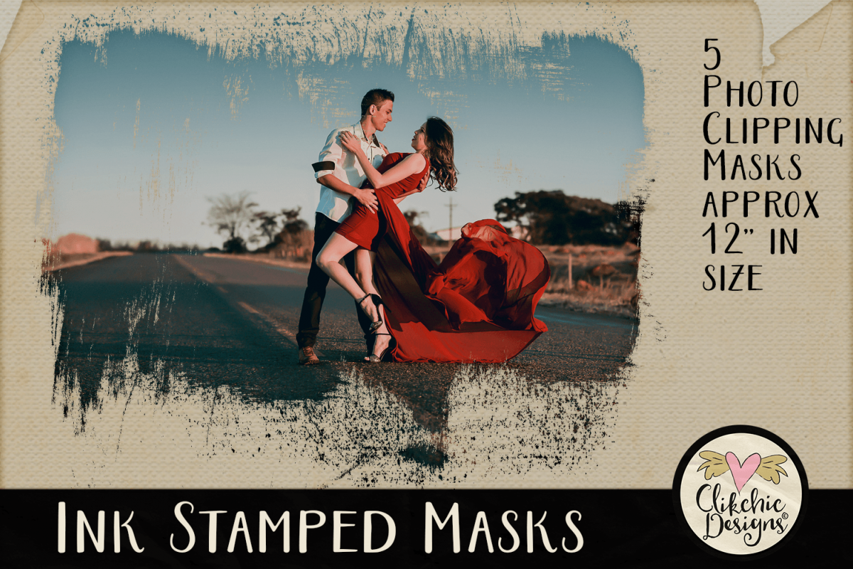 Ink Stamped Photoshop Clipping Masks & Tutorial example image 1