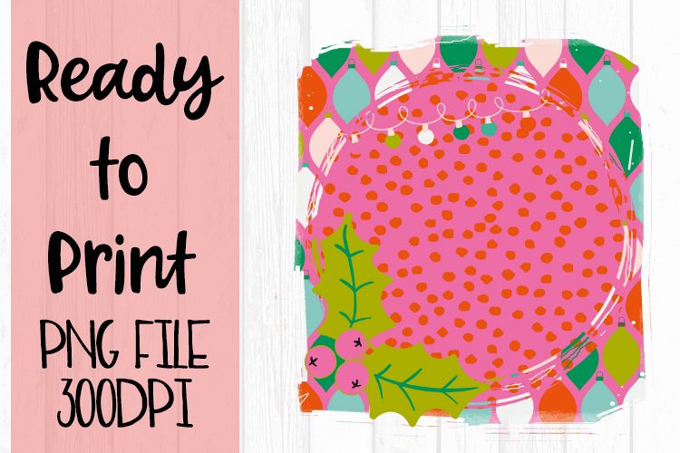 Pink and Green Mod Christmas Monogram Frame example image 1